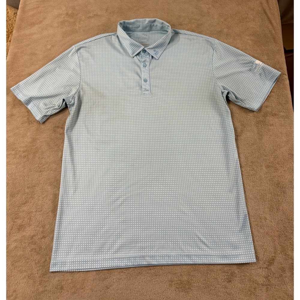 Swannies Golf Polo Shirt Mens Size M blue Geometric AOP‎ Logo Short Sleeve